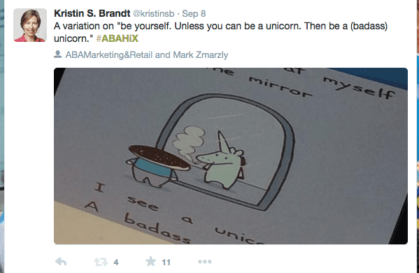 Kristin's Tweet about a badass unicorn