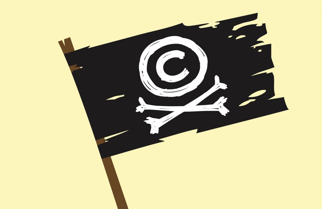 Copyright pirate jolly roger.
