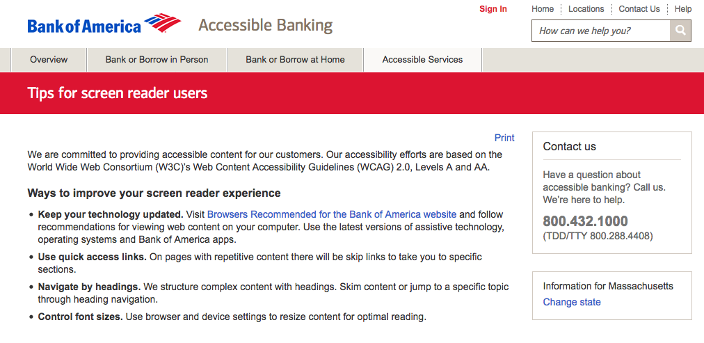 Tips for screen reader users