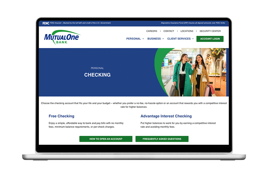 MutualOne Personal Checking Page - Before